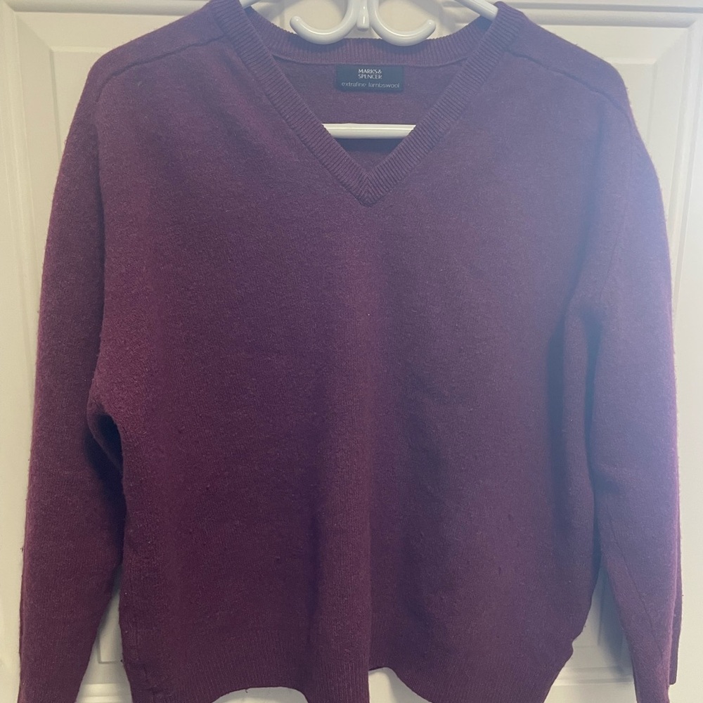 Marks & Spencer Burgundy V-Neck Sweater